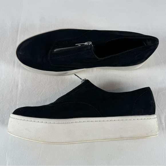 Vince Warner Zip Front Suede Platform Sneaker in Black‎ Size 8.5 - Picture 2 of 8